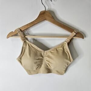 Hofish Women Maternity Nursing Nude Beige Padded Bra Small